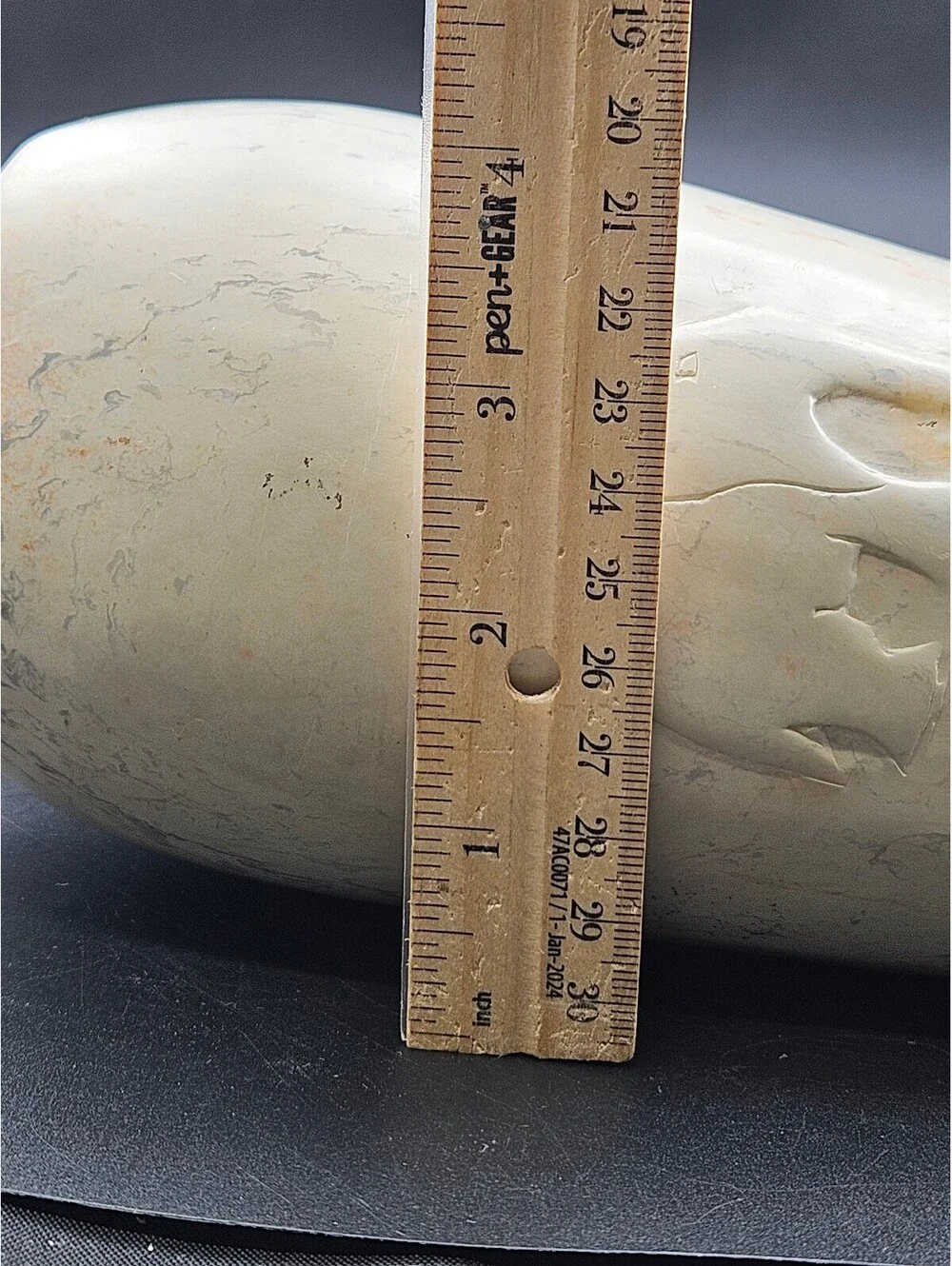 Organic Artisan Hand Carved 3lb Stone Vase Elephant Motif Natural Wabi Sabi 10